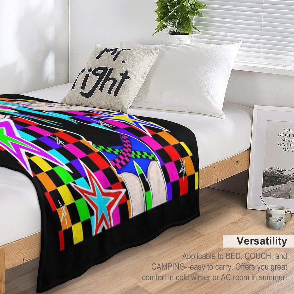 Colourful Rainbow Scene Girl Quick-dry Throw Blanket