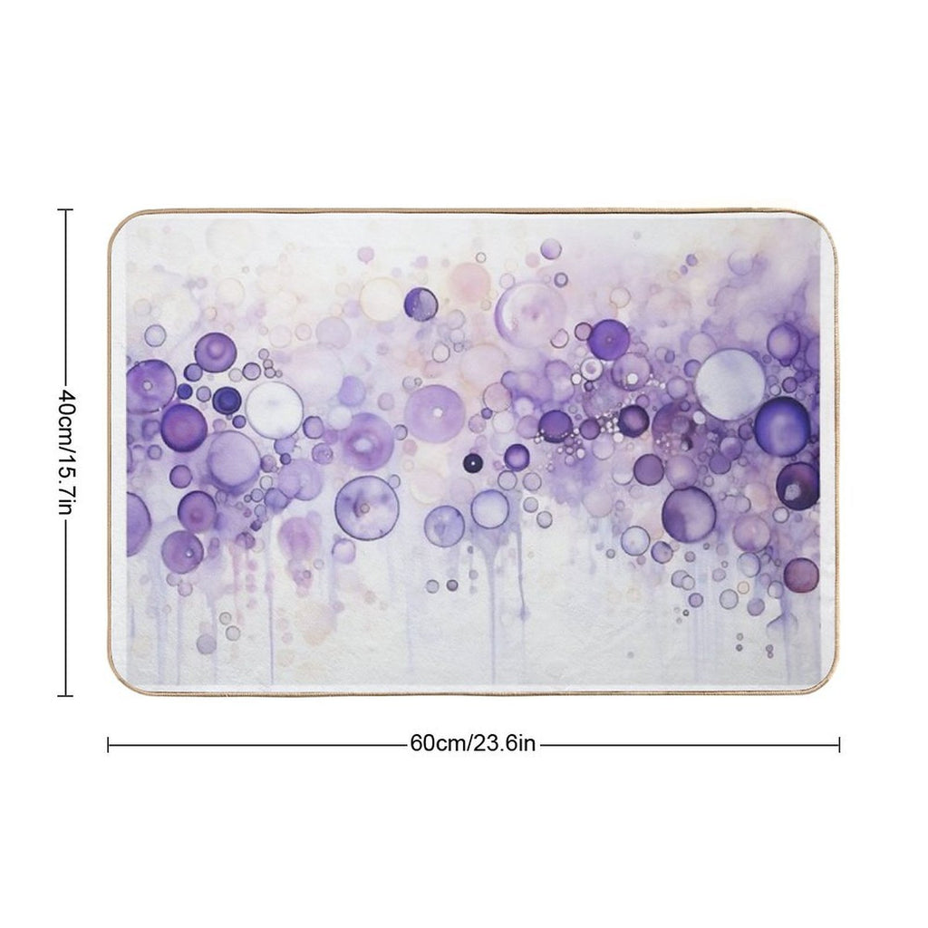 Dripping Purple Bubbles Watercolor Art  Anti-Trip Bath Mat