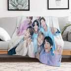 Bts Group Photo Wrinkle-free Throw Blanket