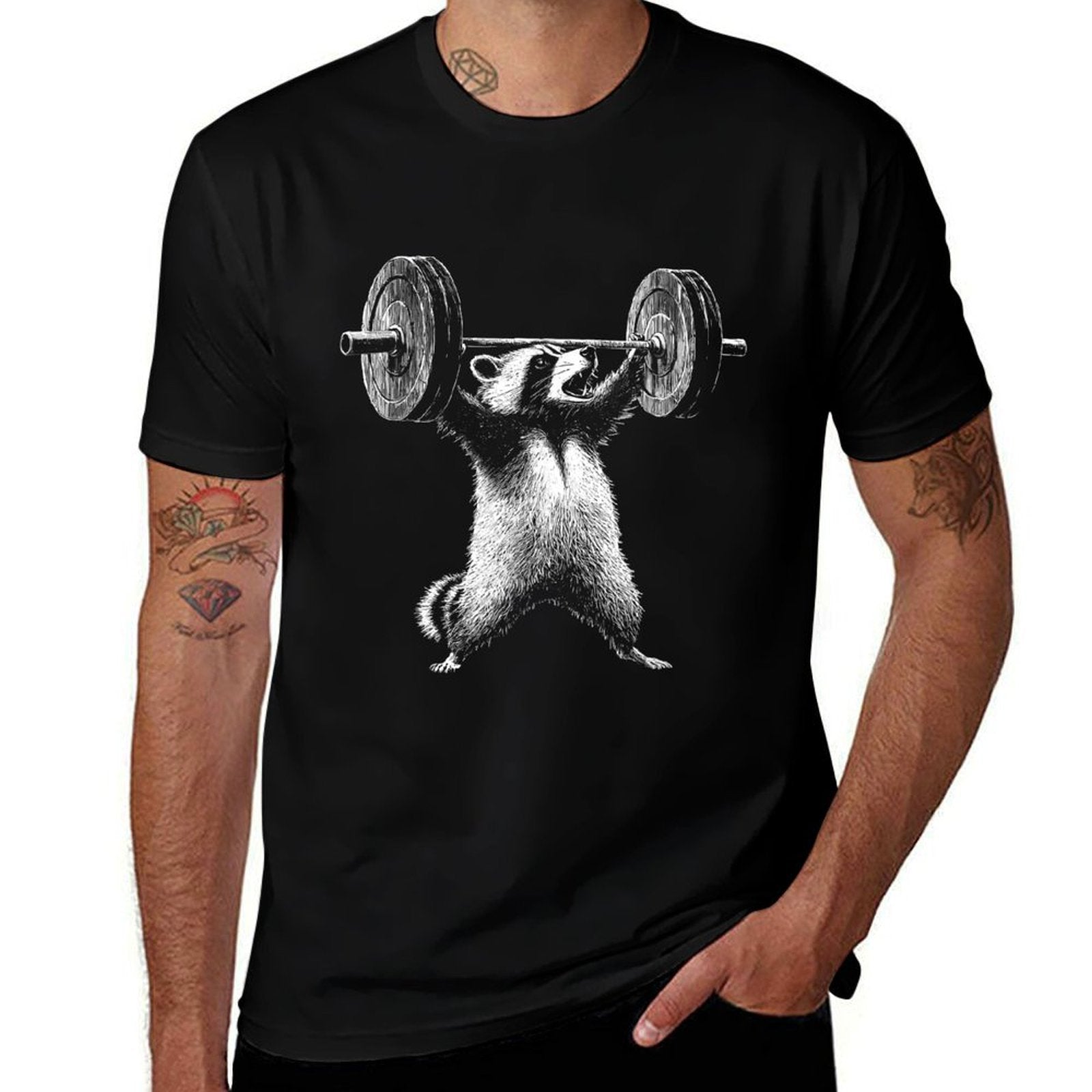 Deadlift Raccoon Gym Weight Training Comfortable T-Shirt