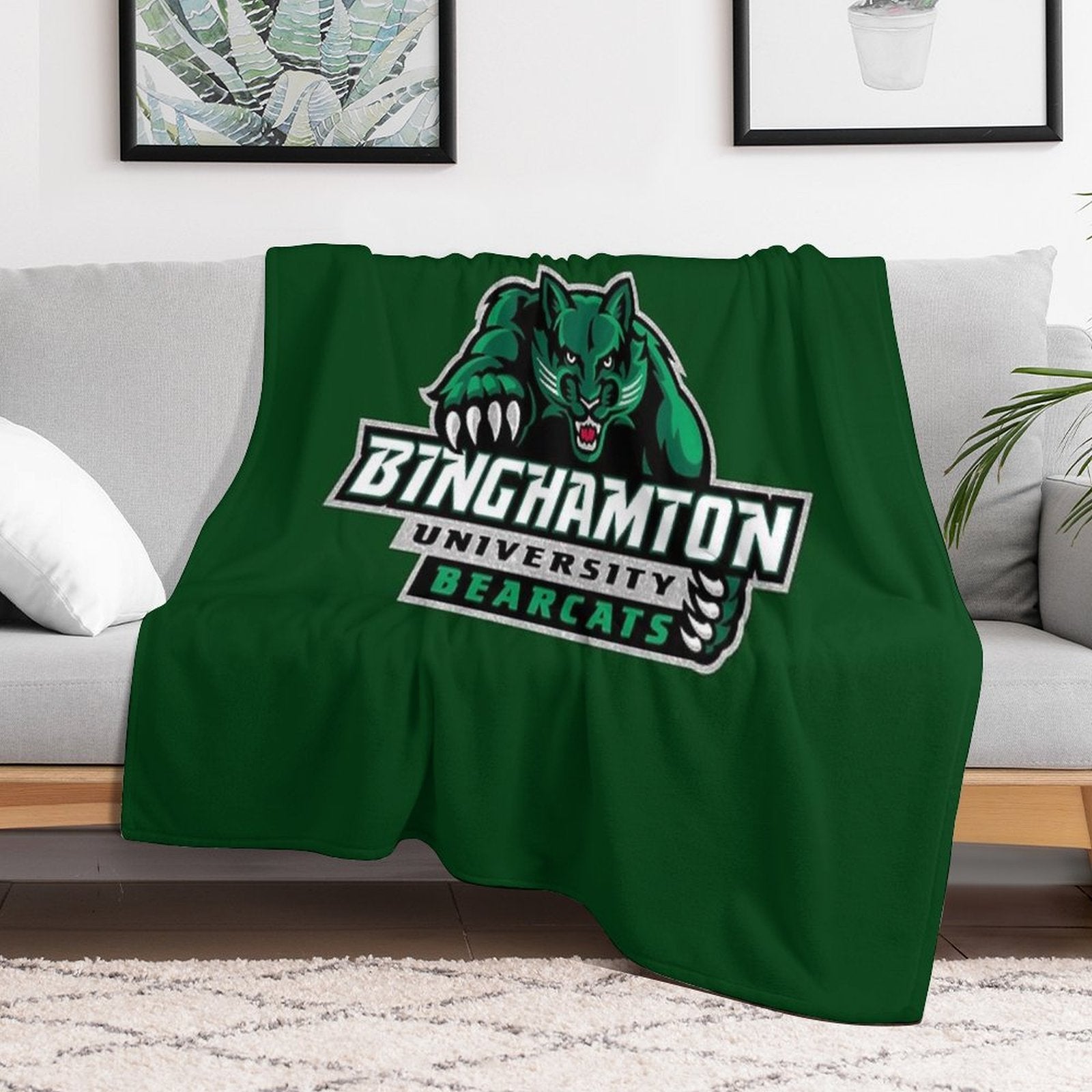 Binghamton University Bearcats Glitter Logo Shrink-resistant Throw Blanket