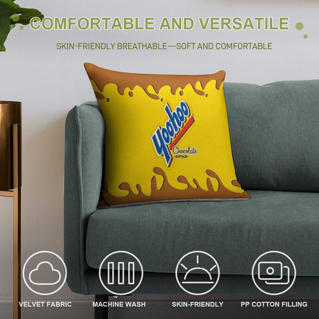 Yoohoo Chocolate Milk Soft Shrink-Resistant Throw Pillow
