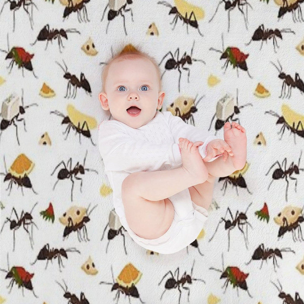 Ants Carrying Snacks Plush Throw Blanket