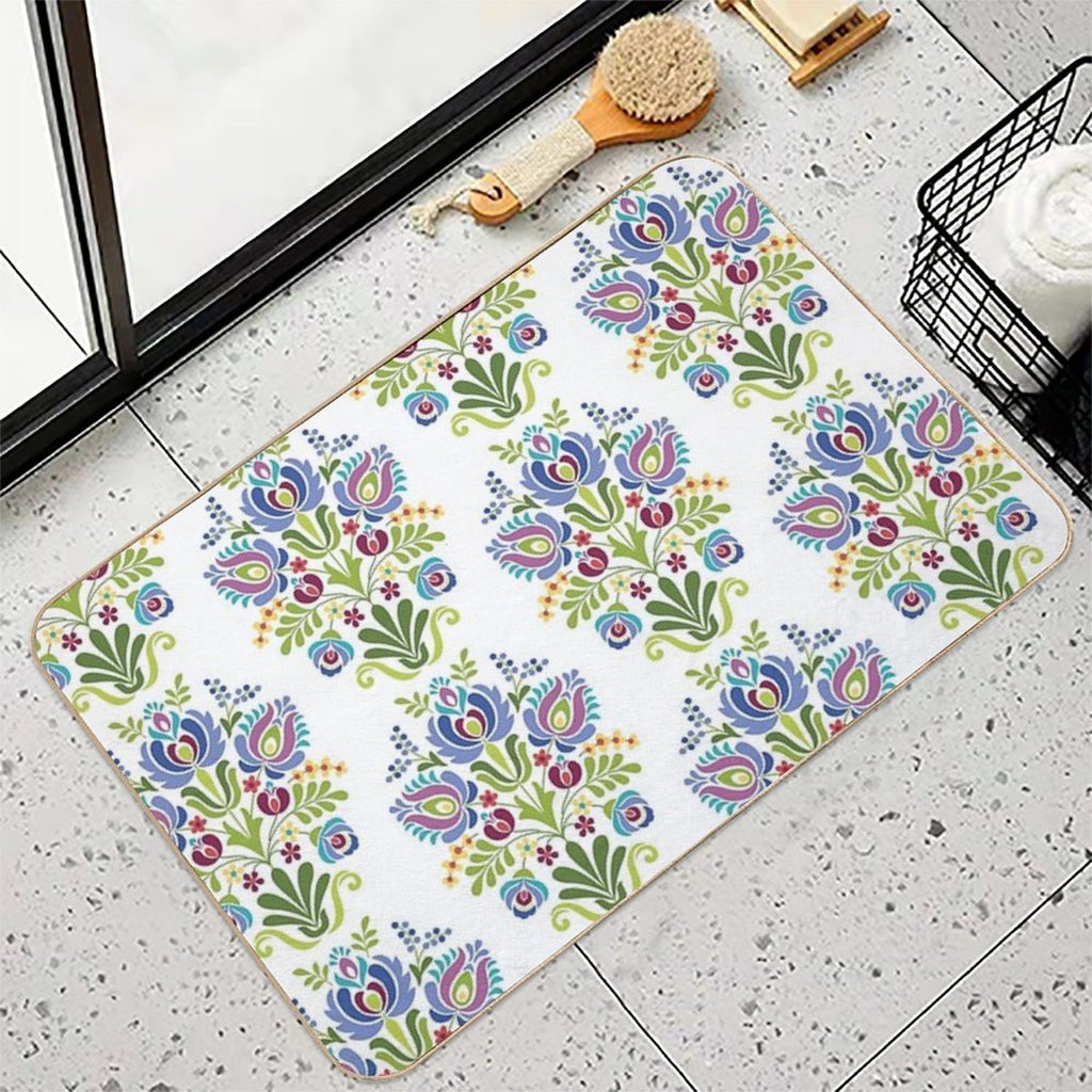 Hungarian Folk Design Violet  High-Traffic Bath Mat