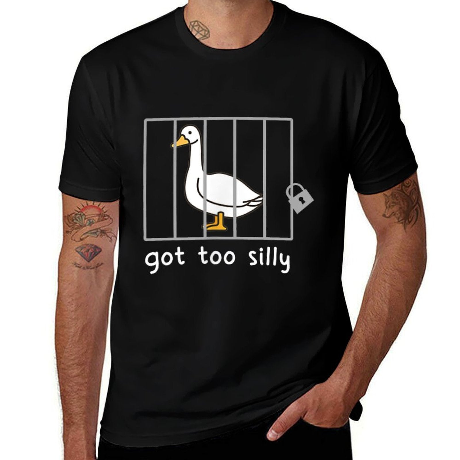 Got Too Silly Goose In Jail Humor Duck Animal Silly Mode  Affordable Price T-Shirt