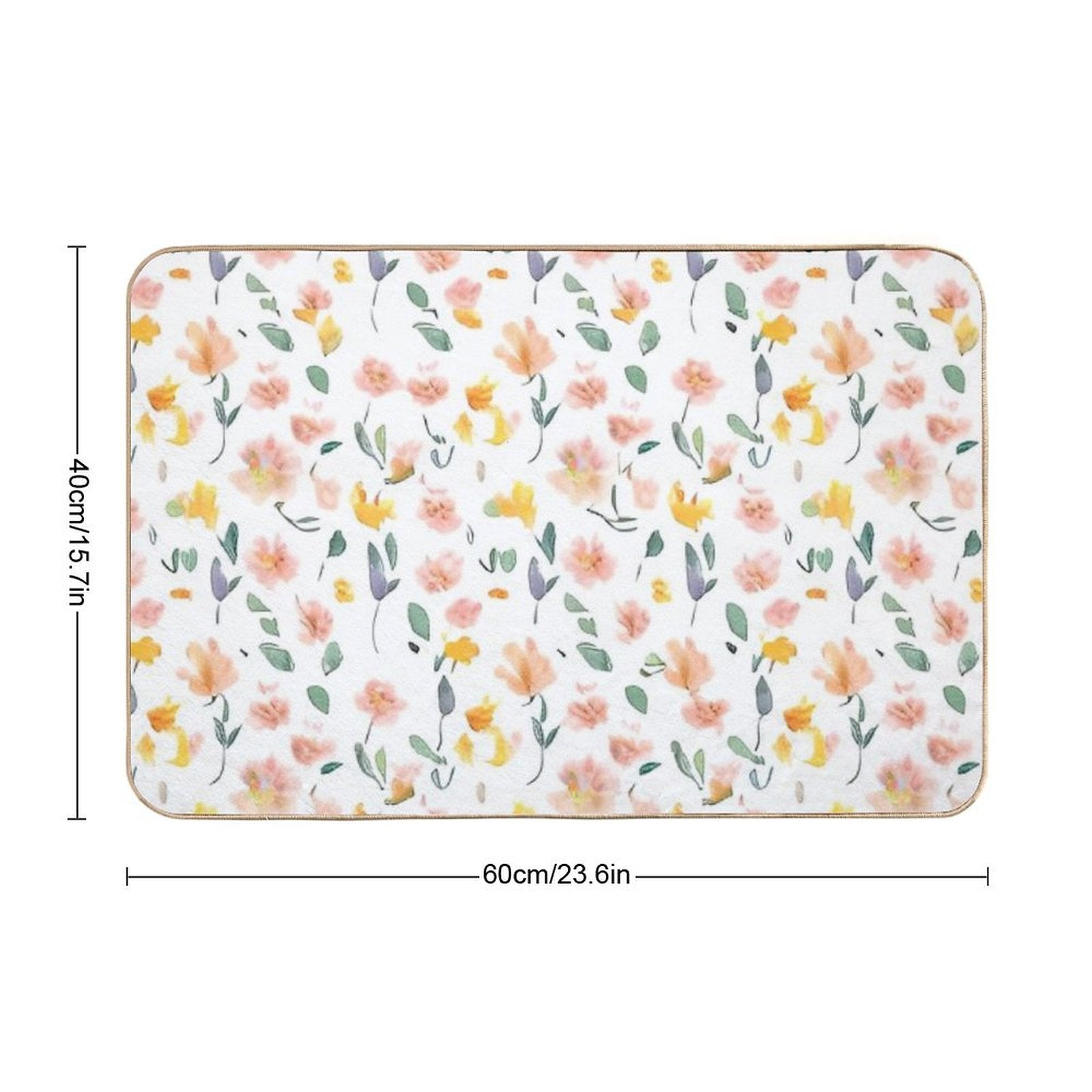 Colorful Summer Watercolor Floral Pattern - Artistic Blossoms Durable Bath Mat