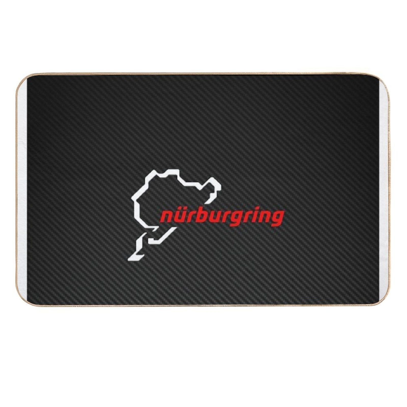 Nürburgring Carbon Fiber White  Red Durable Bath Mat