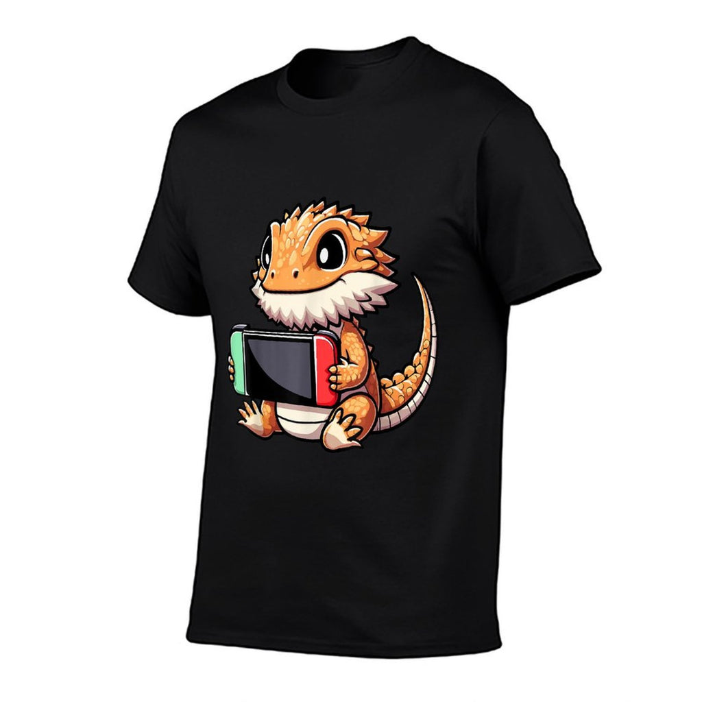 Cute Bearded Dragon Gamer - Funny Video Game Lizard  Summer-ready Fabric T-Shirt