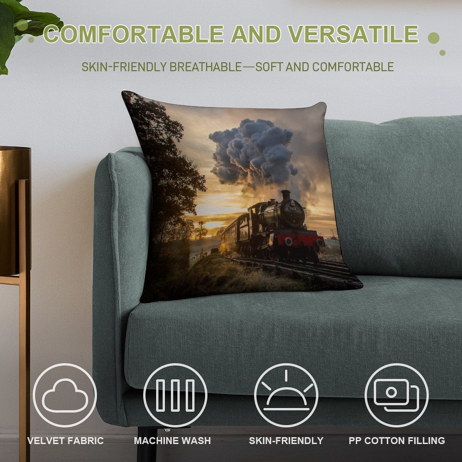 Early Morning Steam Soft Reinforced Edging Throw Pillow