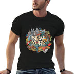 New York City NYC Iconic Skyline Big Apple Gift Souvenir  Polyester Blend T-Shirt