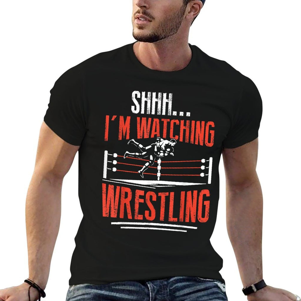 Shhh Im Watching Wrestling Funny Wrestler Men Women Kids  Soft T-Shirt