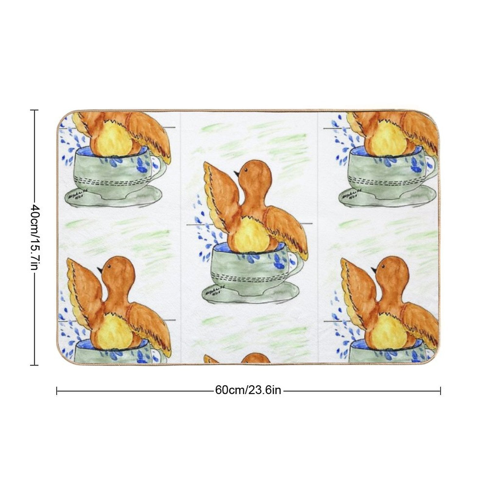 BIRD BATHING IN CUP Durable Bath Mat