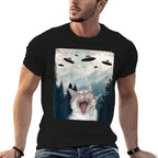 Cat UFO Meme - Funny Cat Selfie with UFOs for Men Women Comfortable T-Shirt