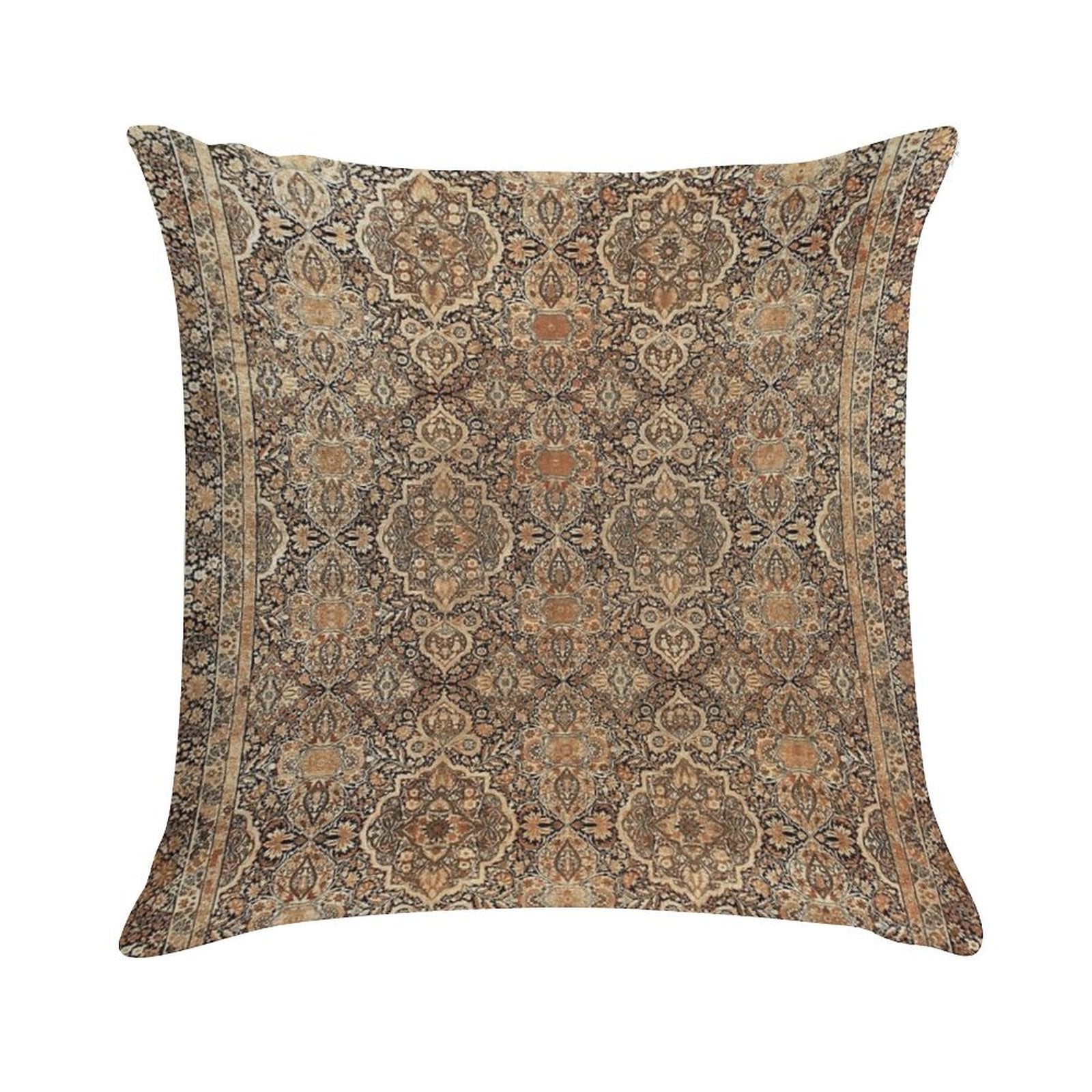 Antique Persian Kirman Rug Print Soft Durable Construction Throw Pillow