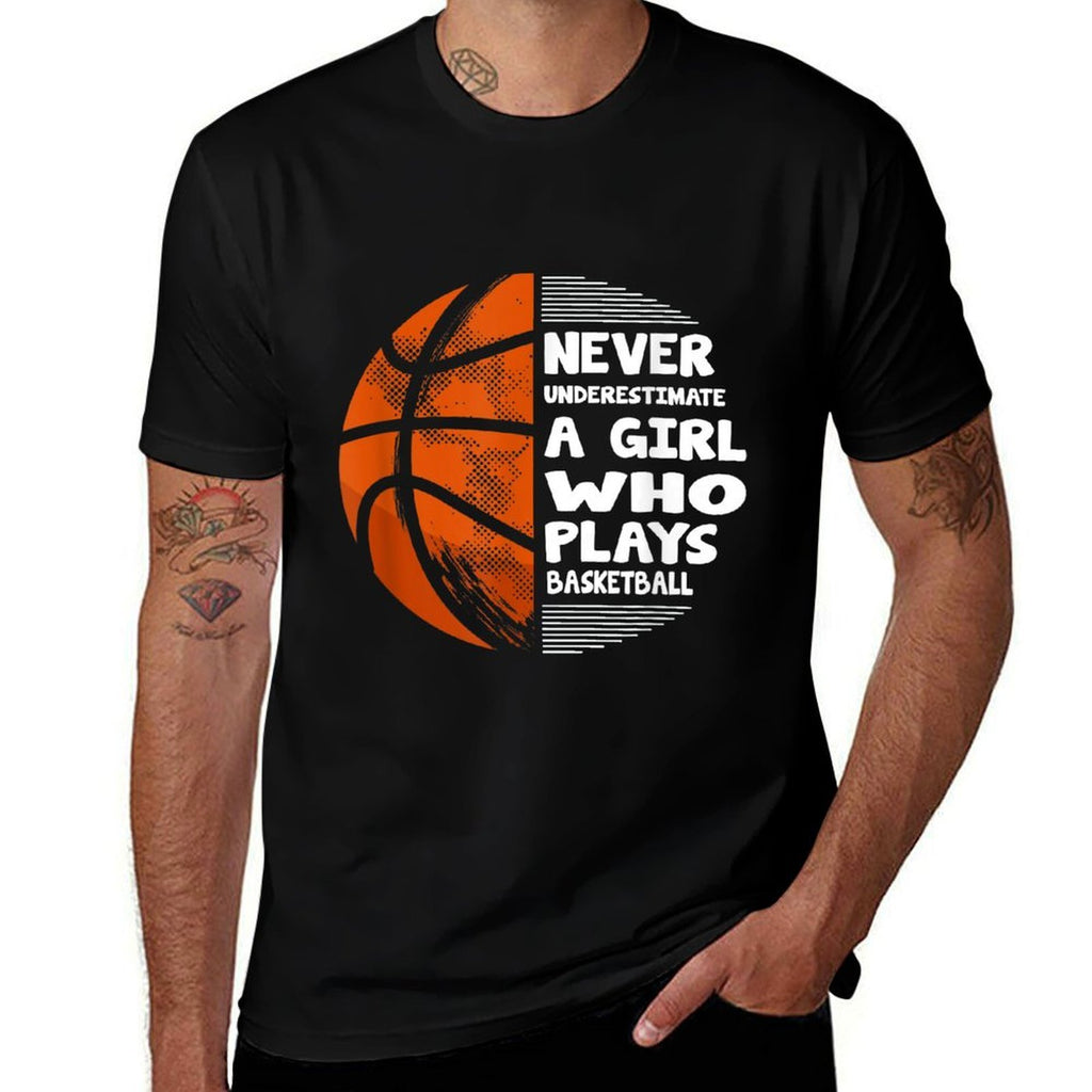 Hoops Girls Never Underestimate A Girl Who Plays Basketball  Relaxed-fit T-Shirt