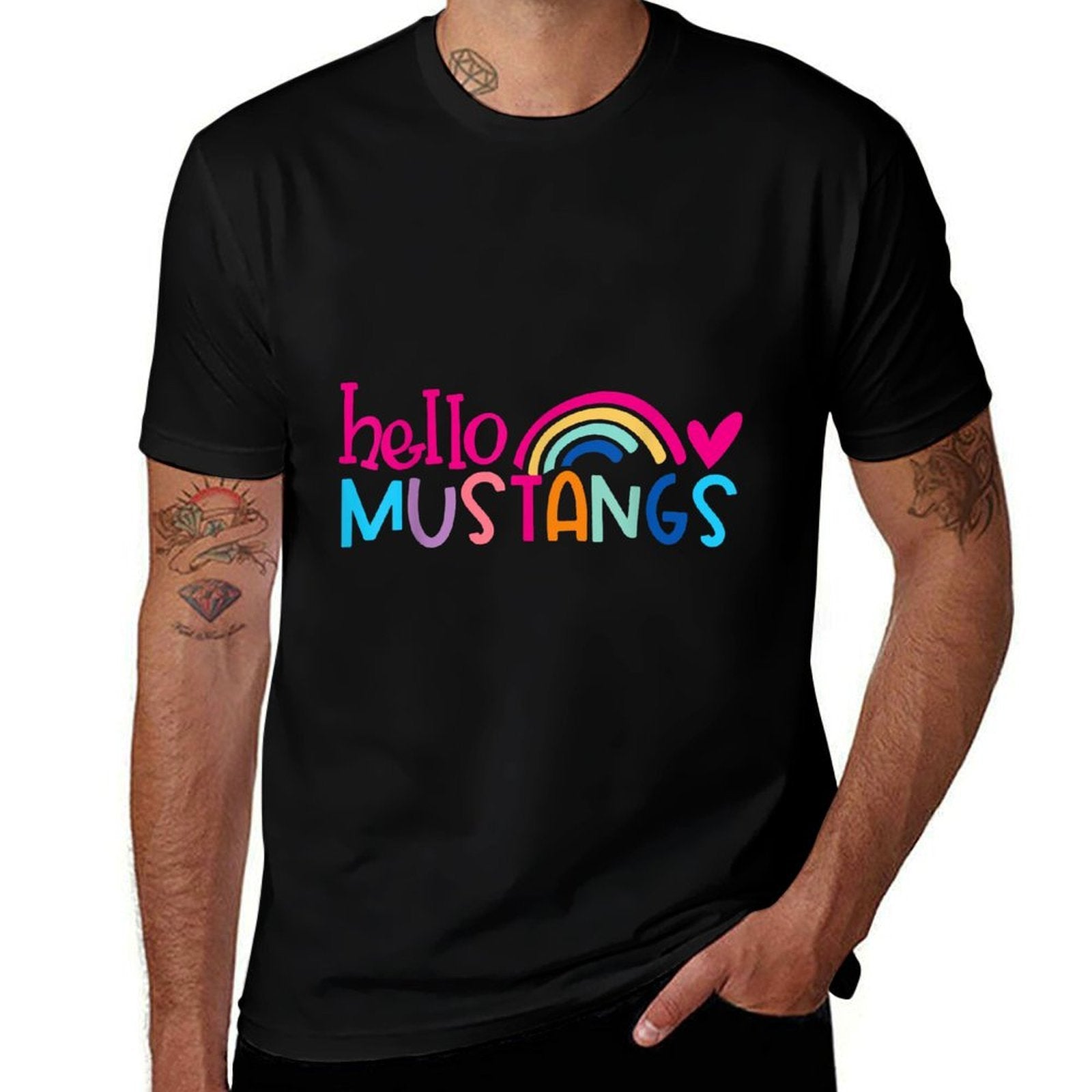 Mustangs School Sports Fan Team Spirit Mascot Gift  Oversized Silhouette T-Shirt