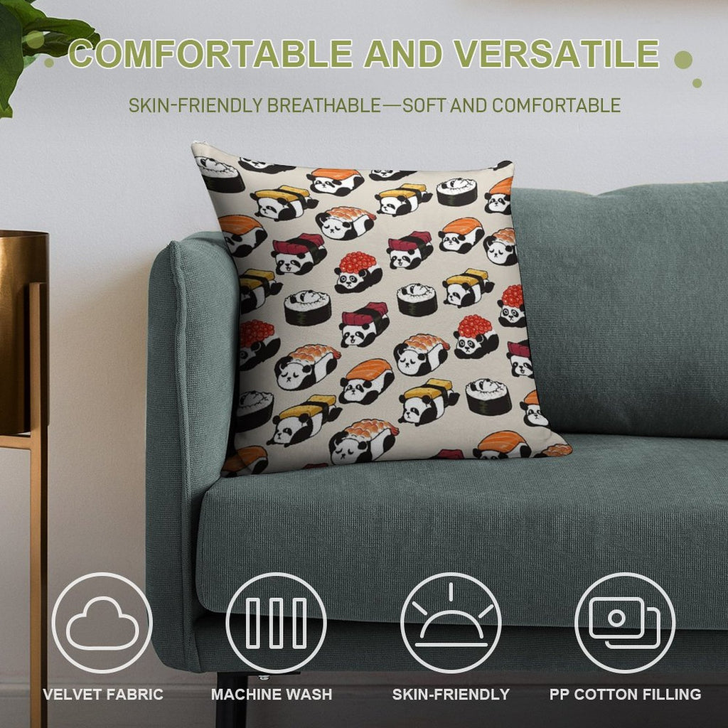 Sushi Panda Soft Gift Ready Throw Pillow