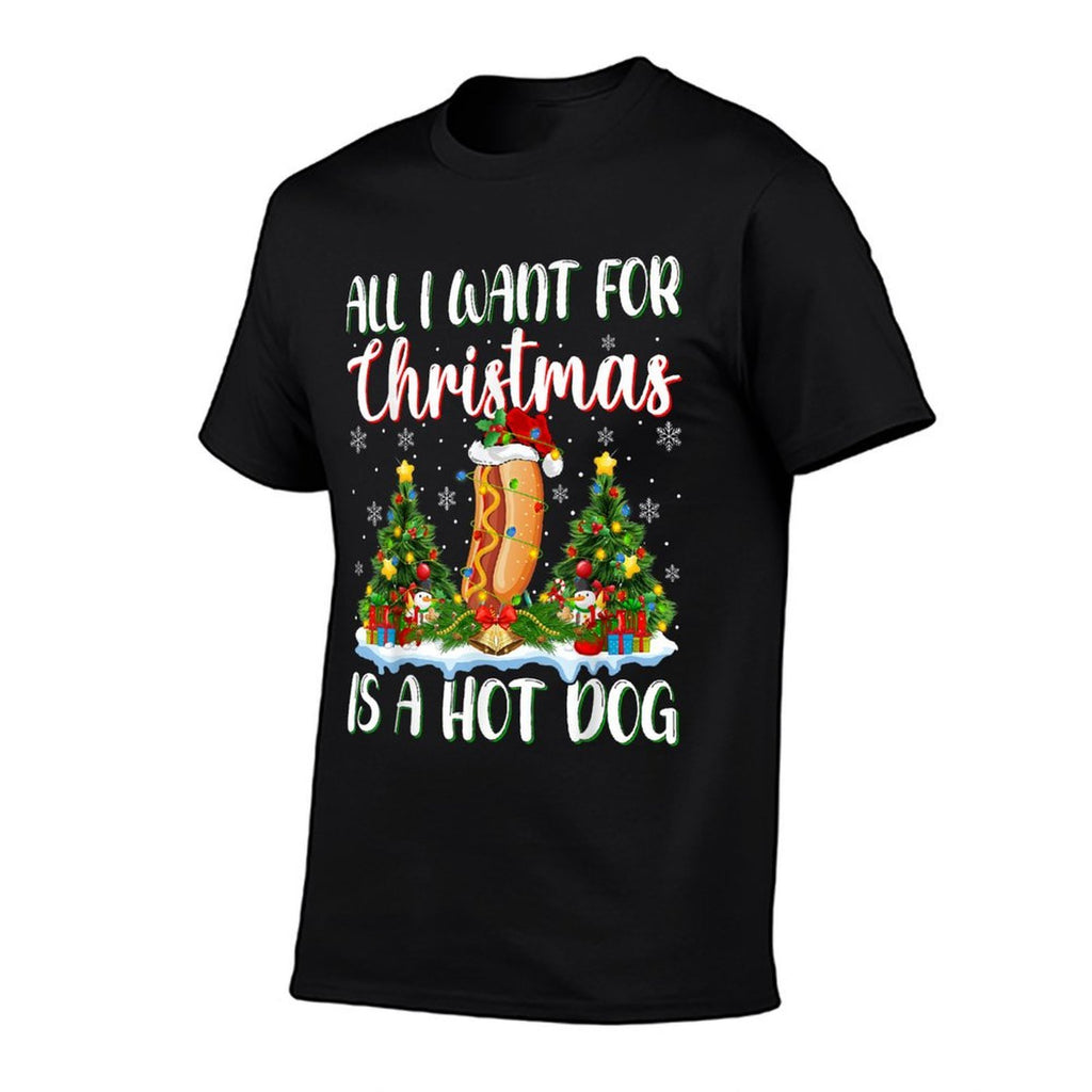 Xmas Lighting Santa All I Want For Christmas Is A Hot Dog  Slim-fit Cut T-Shirt