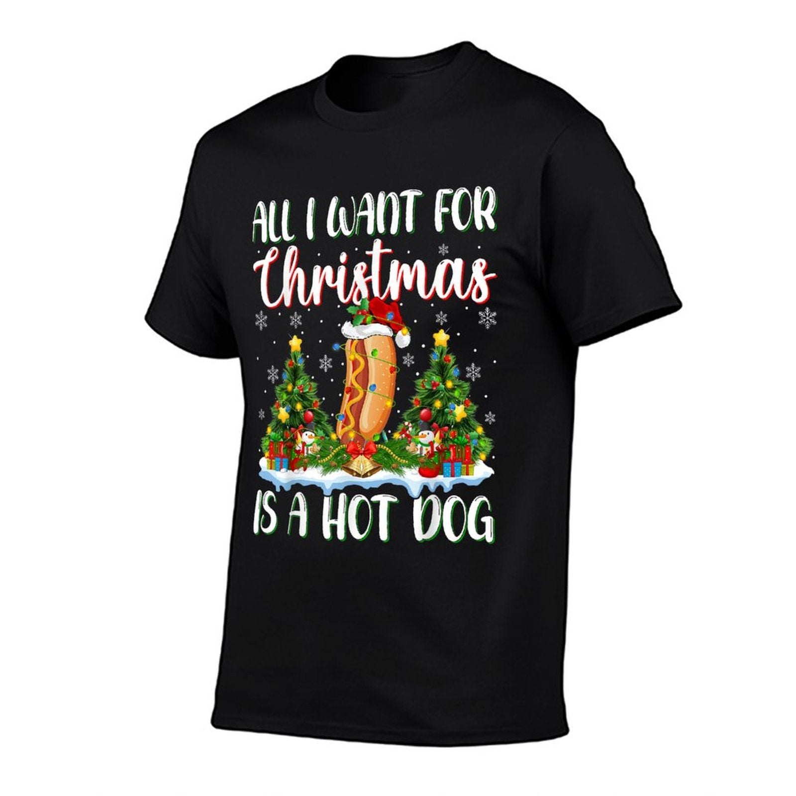 Xmas Lighting Santa All I Want For Christmas Is A Hot Dog  Slim-fit Cut T-Shirt