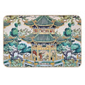 Ceramic Tile Folk Art - Chinese Pagoda Chinoiserie  Versatile Bath Mat