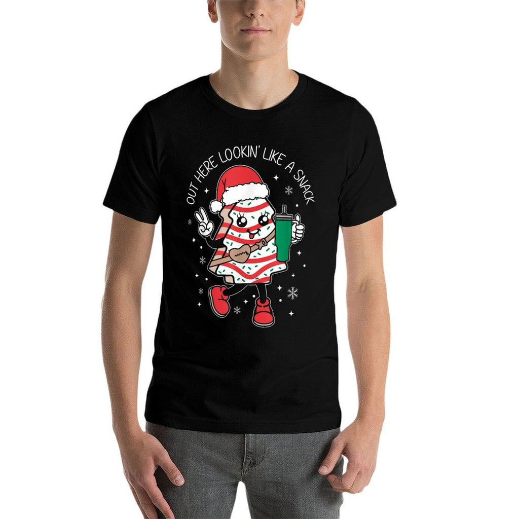 Out Here Looking Like A Snack Christmas Tree Cake Funny Xmas  Wrinkle-resistant T-Shirt