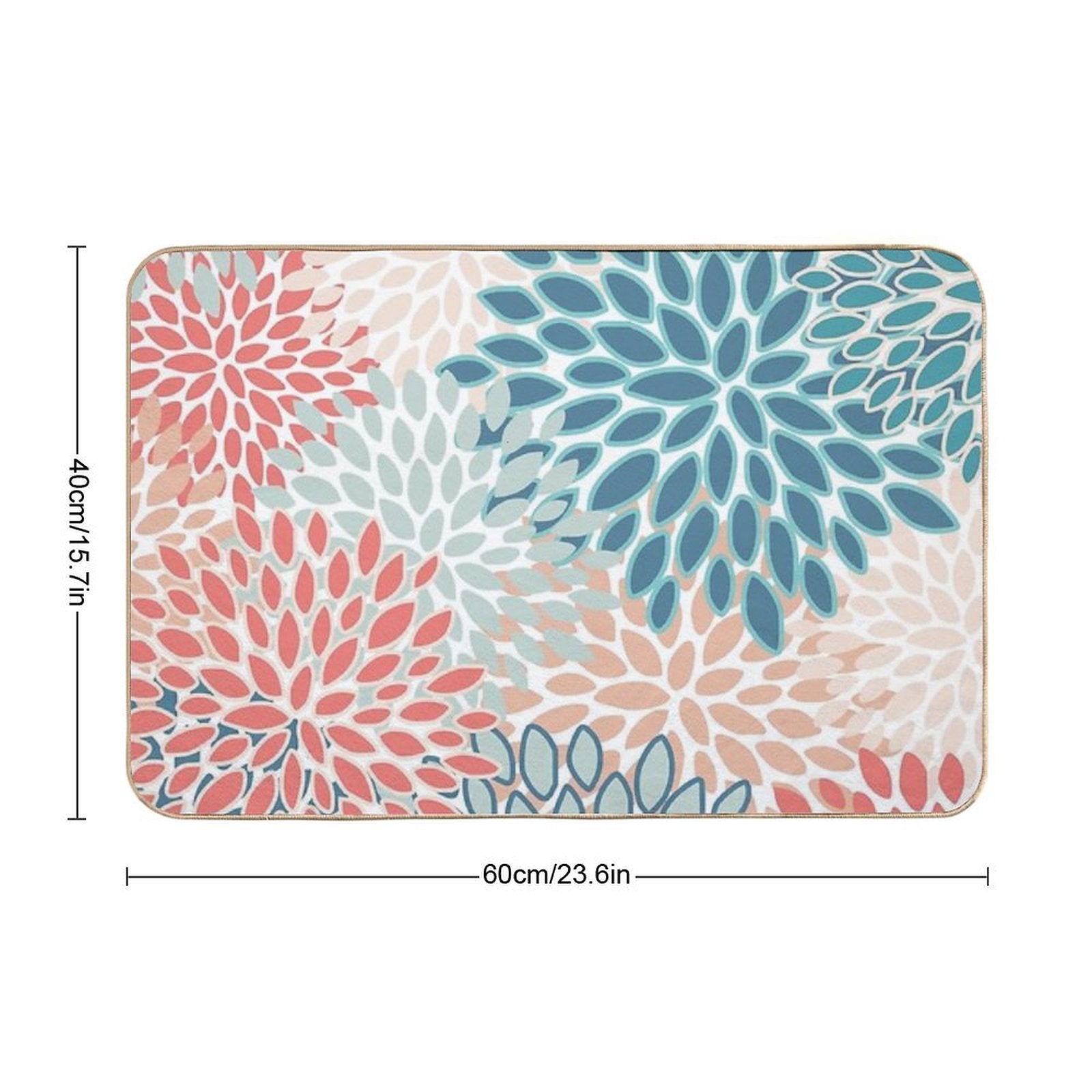 Floral Prints, Teal, Coral, Peach, Colourful Prints  Eco-Friendly Bath Mat