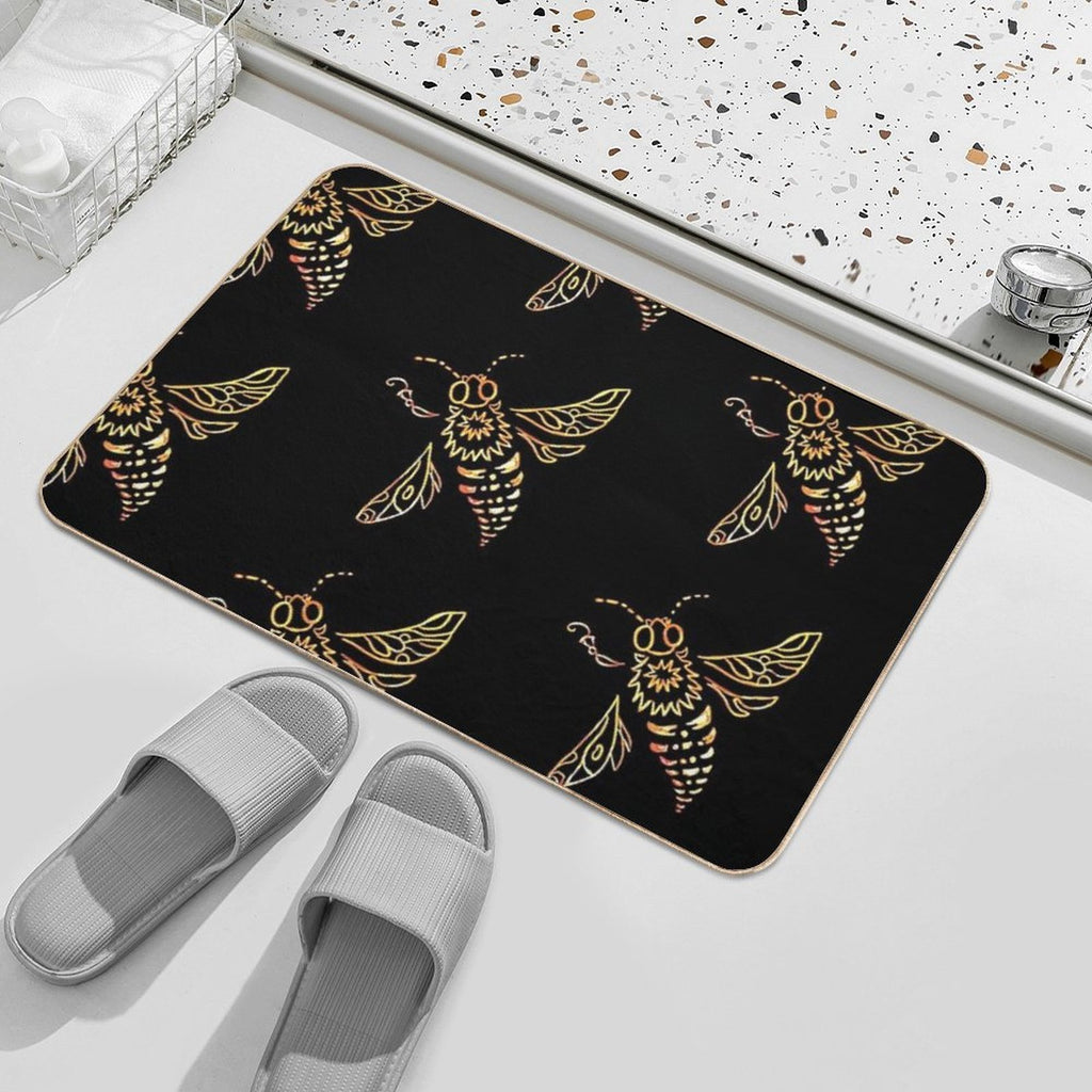 The Golden Bee Flies  Multi-Purpose Bath Mat