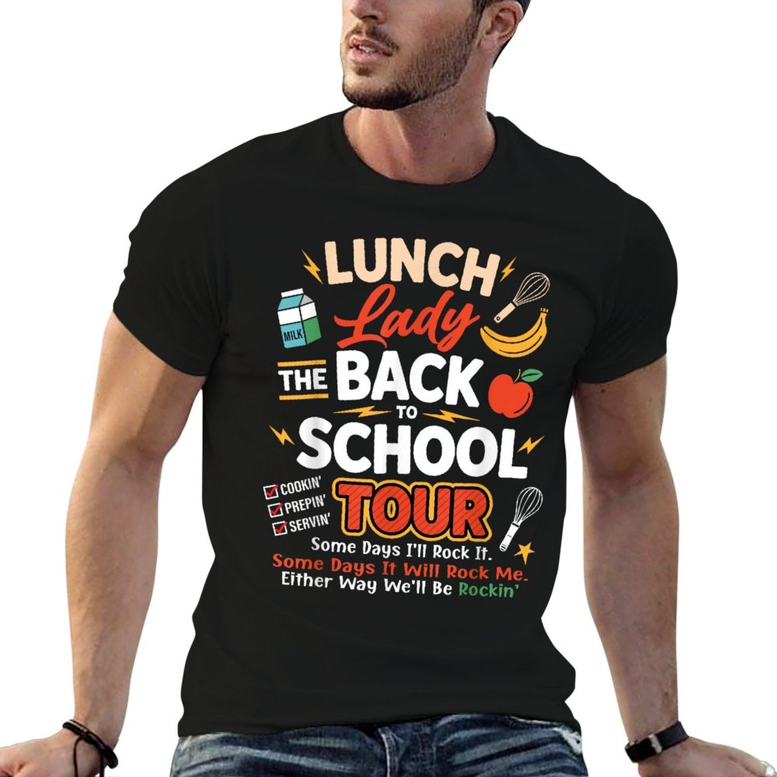 Lunch Lady Back to School Tour Funny Food Humor Cafeteria  Tagless Design T-Shirt