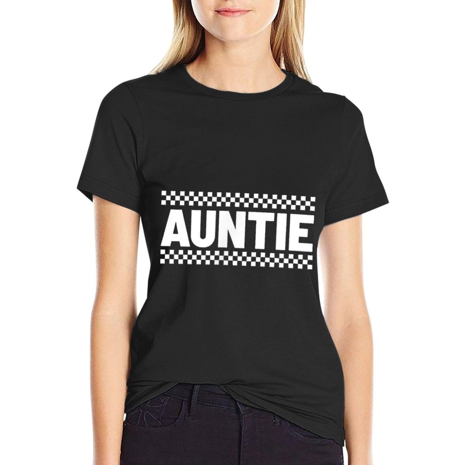 Auntie Hosting Race Car Pit Crew Checkered Birthday Party  Lightweight T-Shirt