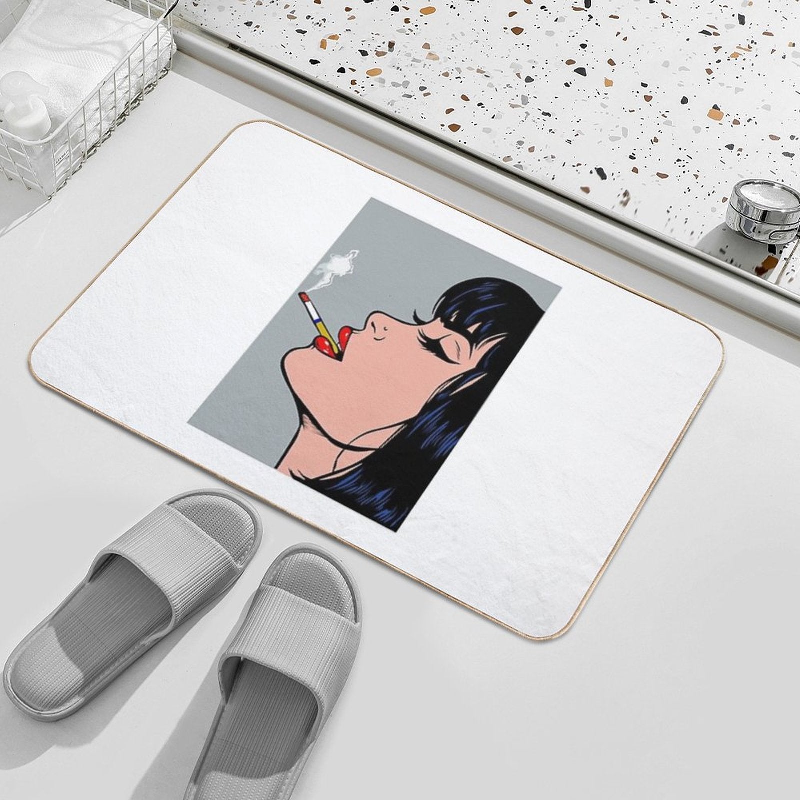 Take It Easy Nothing Is Under Control , Smoking Comic Girl ,cigarette Comic Girl ,  Odorless Bath Mat