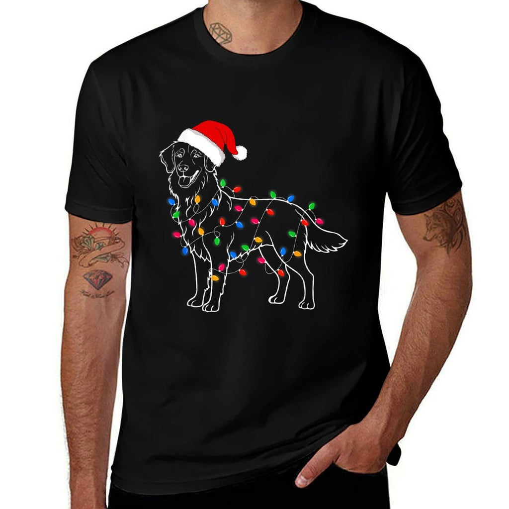Golden Retriever Dog Christmas Lights Santa Xmas Dog Lover for Men Women Kids  High-quality Stitching T-Shirt