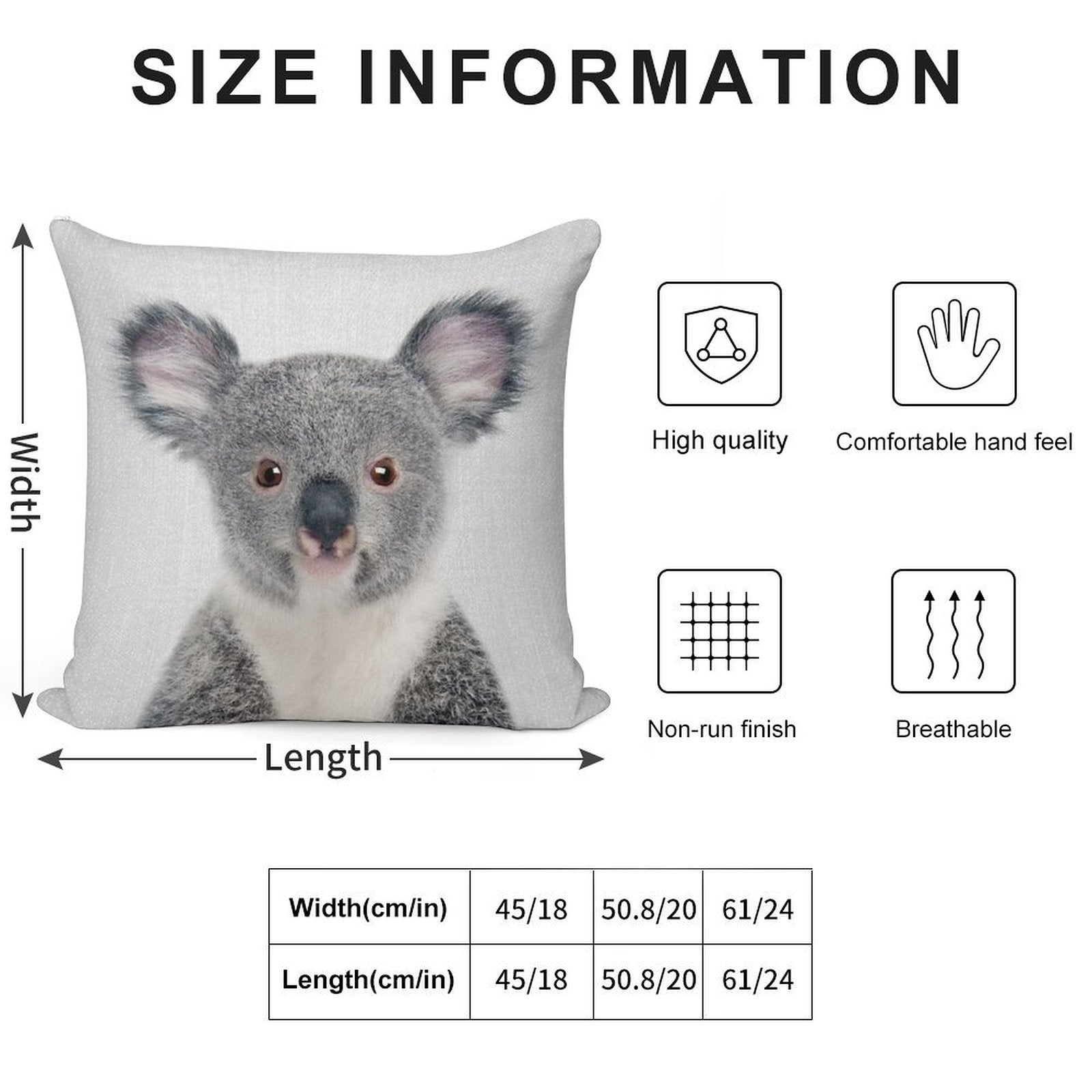 Baby Koala - Colorful Soft Washable Throw Pillow