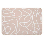 Doodle Line Art Pattern  White on Soft Terracotta  Eco-Friendly Bath Mat