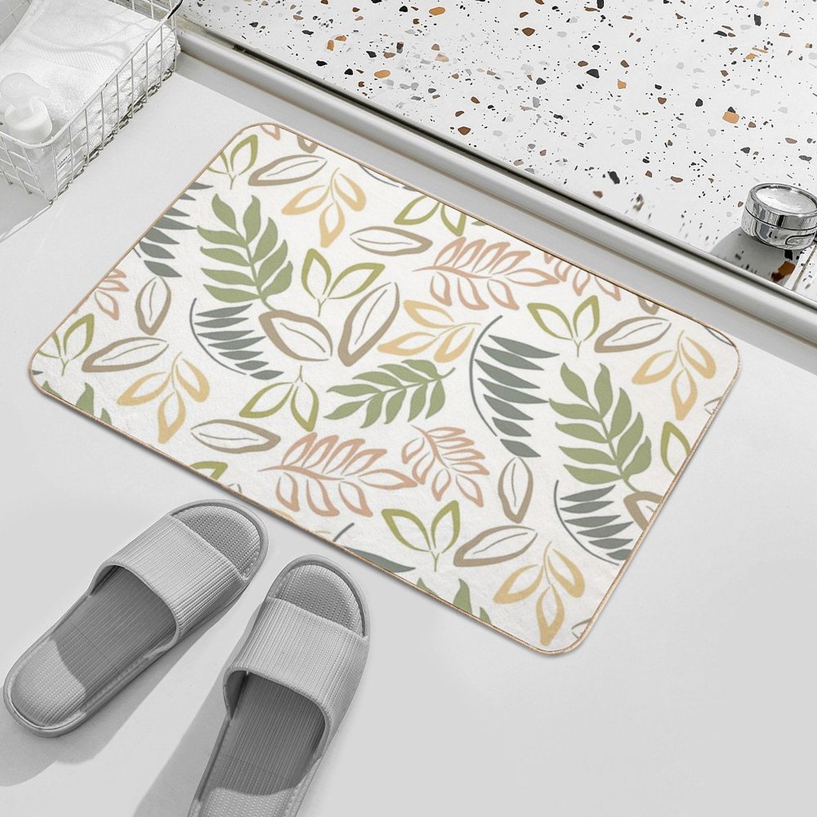 Natural Leaf Seamless Pattern  Multi-Purpose Bath Mat
