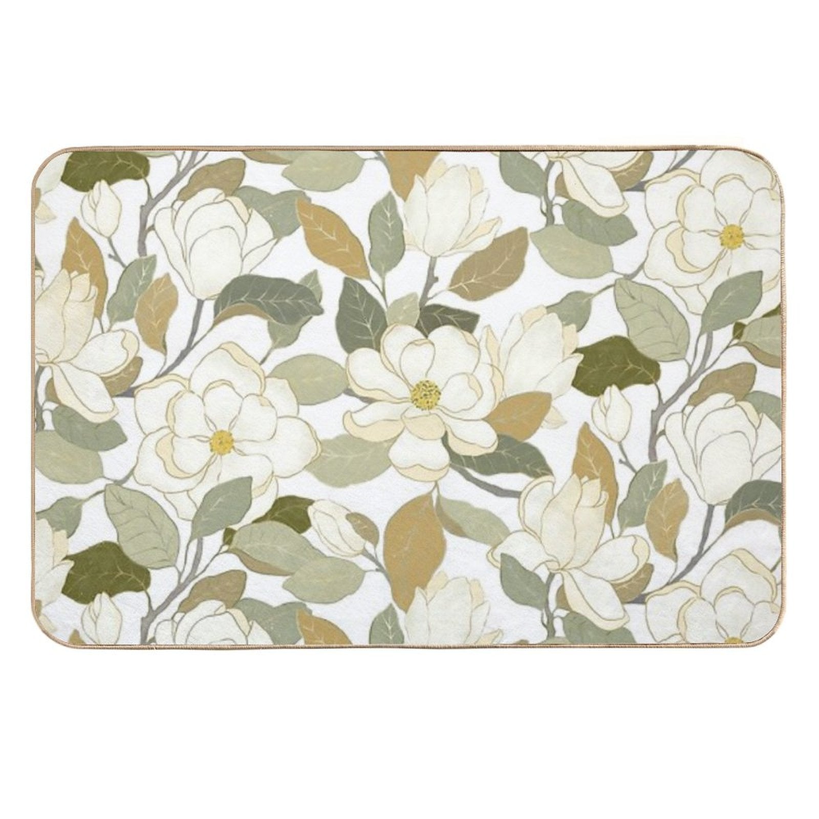 White Magnolia Flowers  Easy To Clean Bath Mat