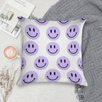 Purple Preppy Smile Print Soft High-Density Material Throw Pillow
