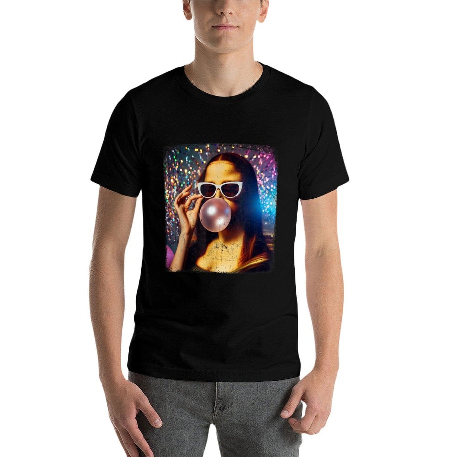 Funny Mona Lisa Bubblegum Gum Leonardo Da Vinci  Tagless Design T-Shirt