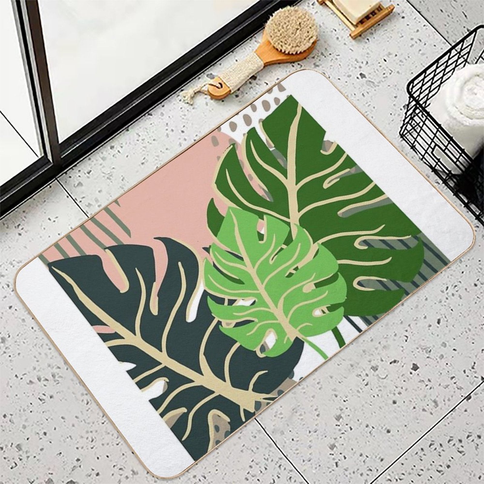 Monstera Art Abstract Durable Bath Mat