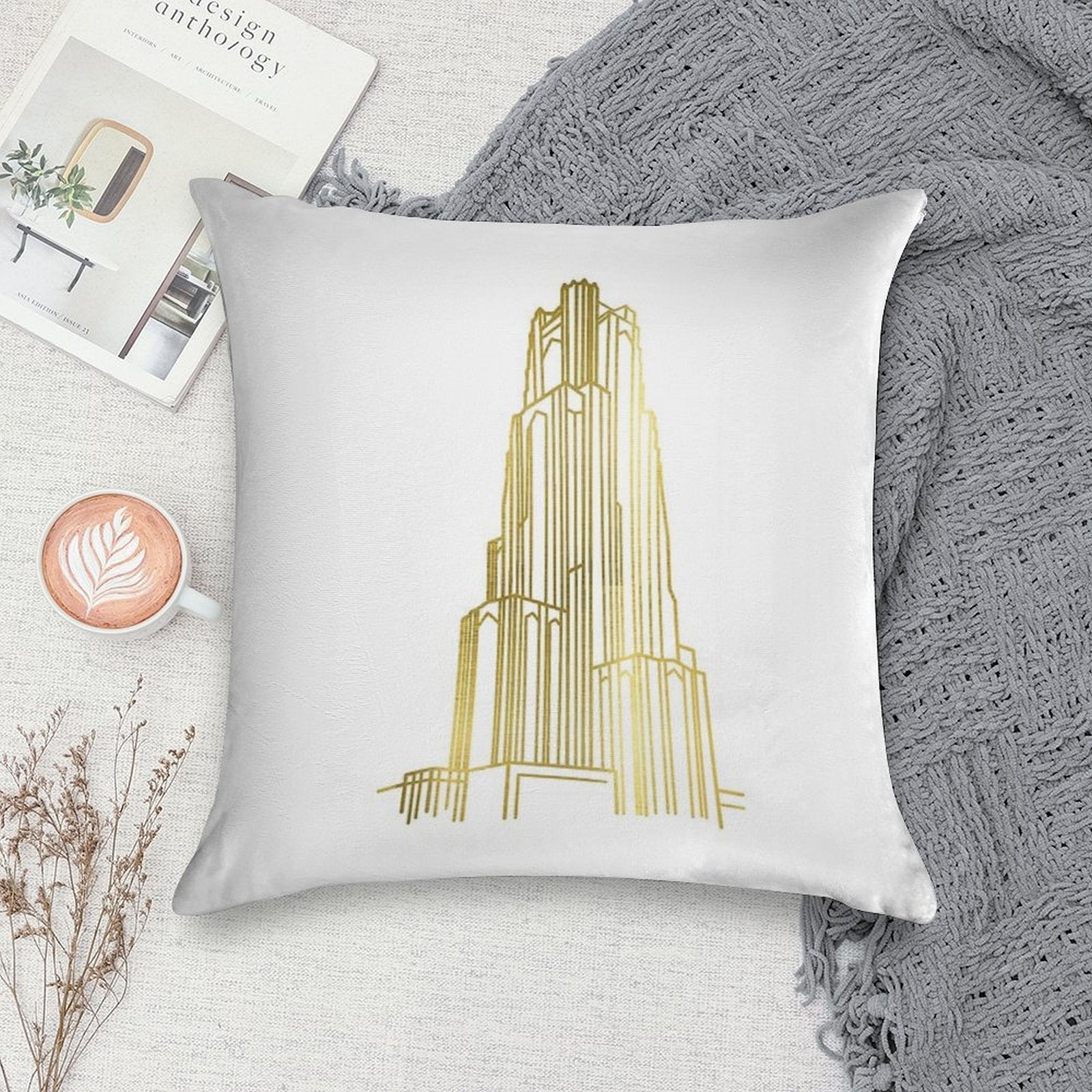 Gold Cathedral of Learning Soft Style Accent Throw Pillow