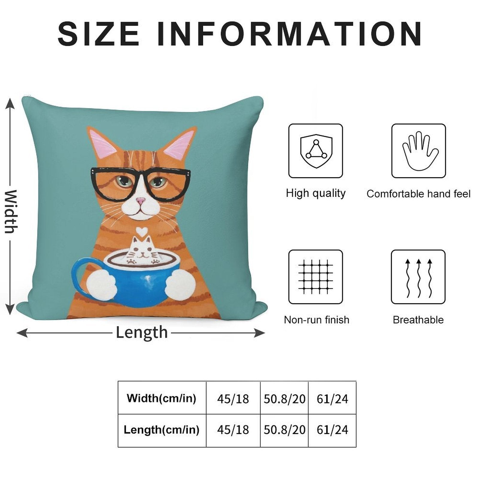 Ginger Catpuccino Coffee Cat Soft High-Density Material Throw Pillow