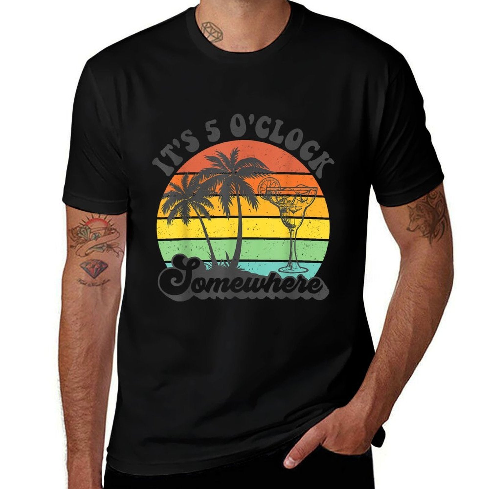Its 5 Oclock Somewhere Coconut Tree Funny Summer Beach for Men Women  Quick-drying T-Shirt