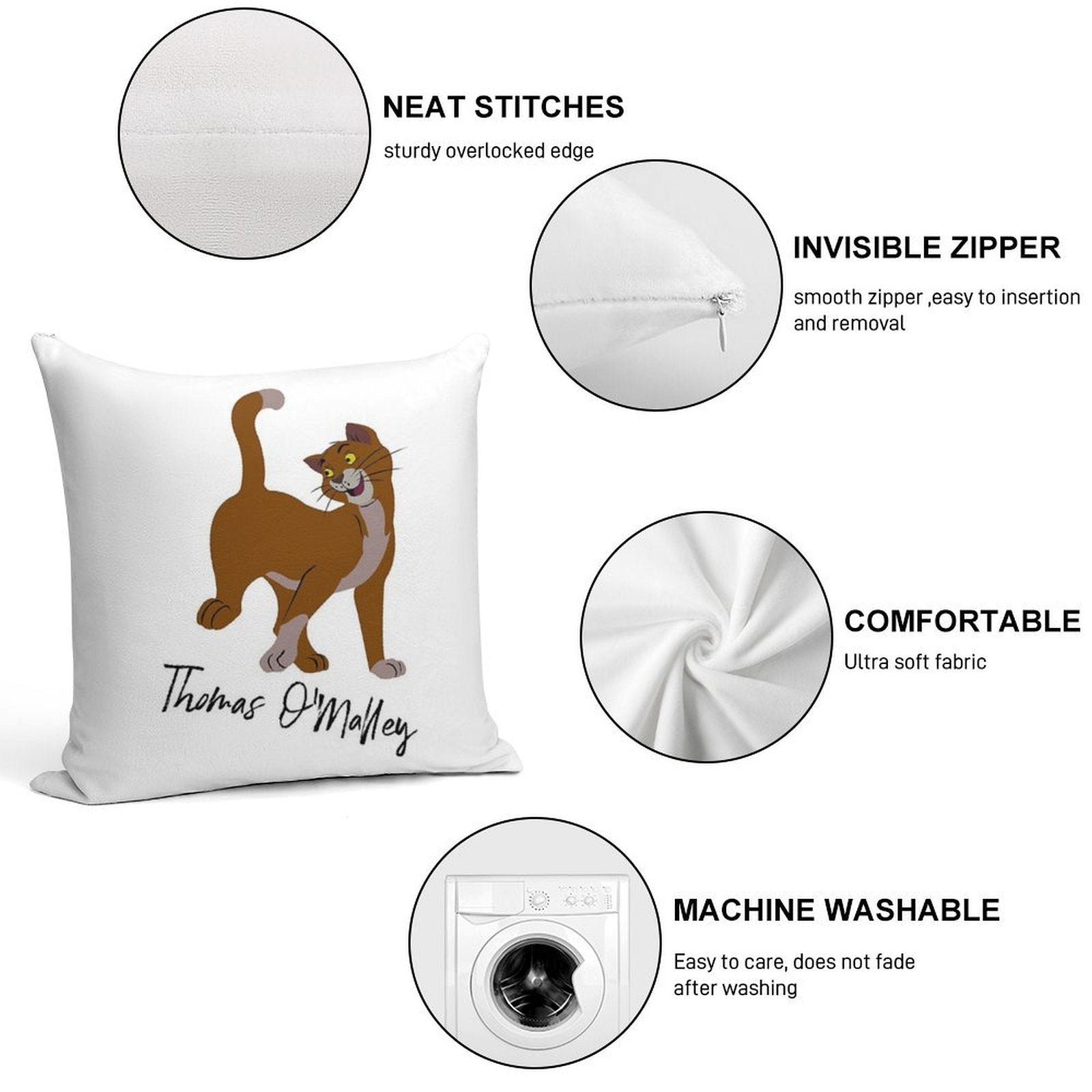 Thomas O'Malley Soft Skin-Friendly Throw Pillow