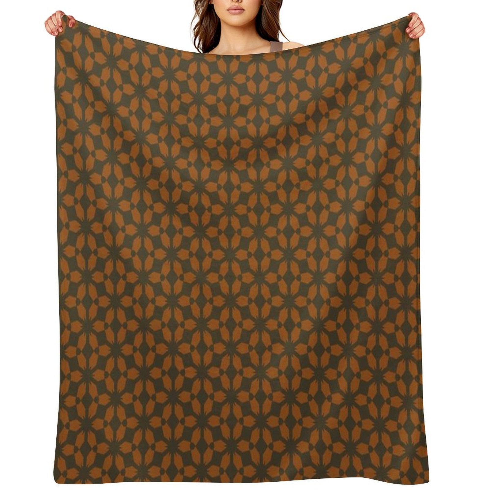 Minimalist Honeycomb Brown And Taupe Compact Throw Blanket