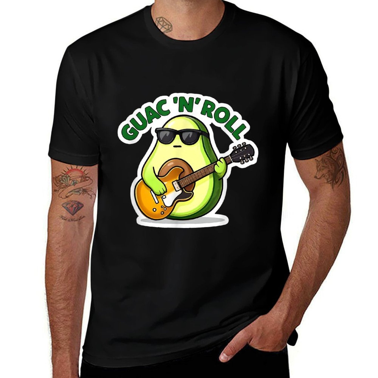 Guac N Roll  Funny Avocado Rock Music Pun  Versatile T-Shirt