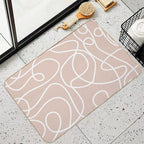 Doodle Line Art Pattern  White on Soft Terracotta  Eco-Friendly Bath Mat