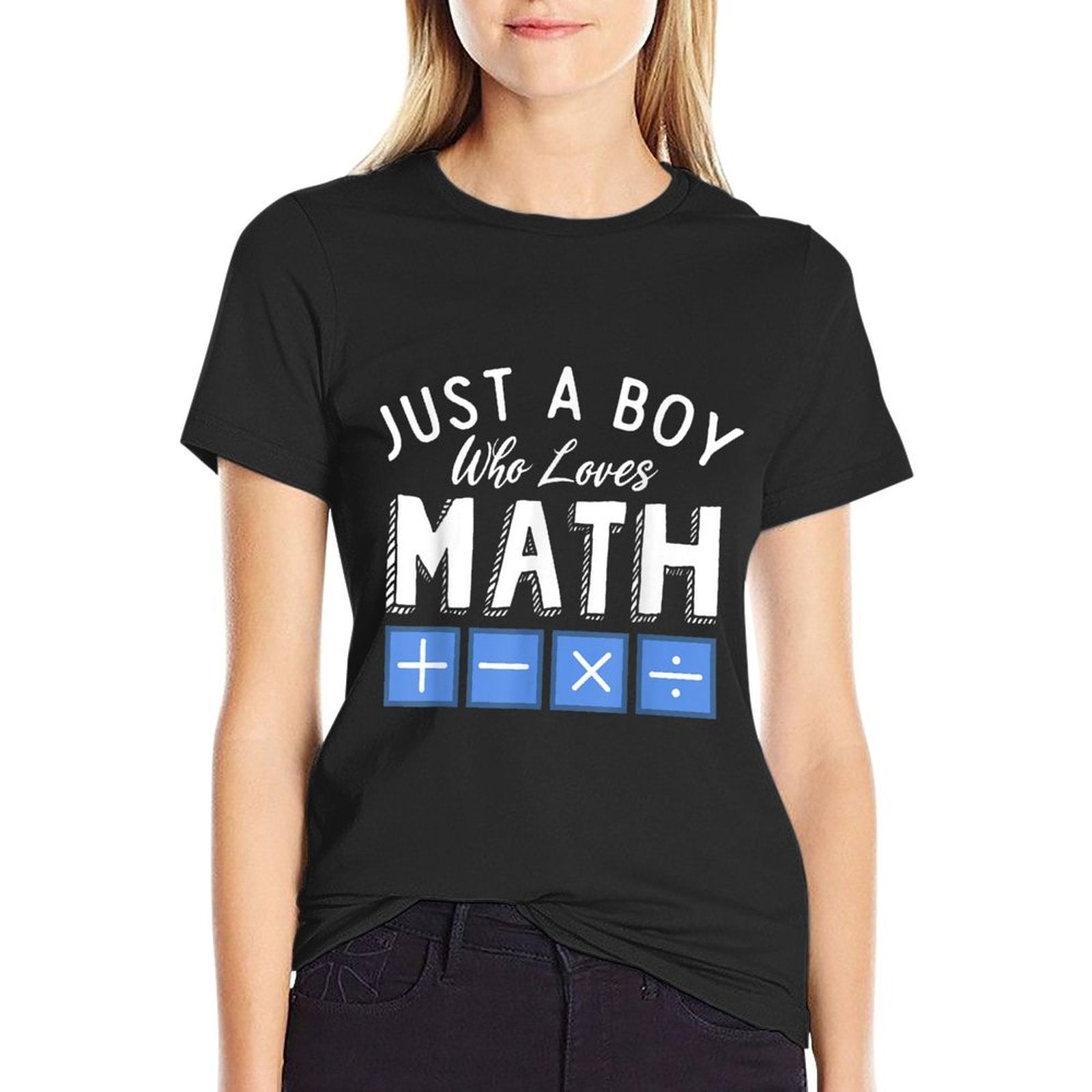 Just A Boy Who Loves Math Algebra Funny Mathematics  Rolled Sleeves T-Shirt