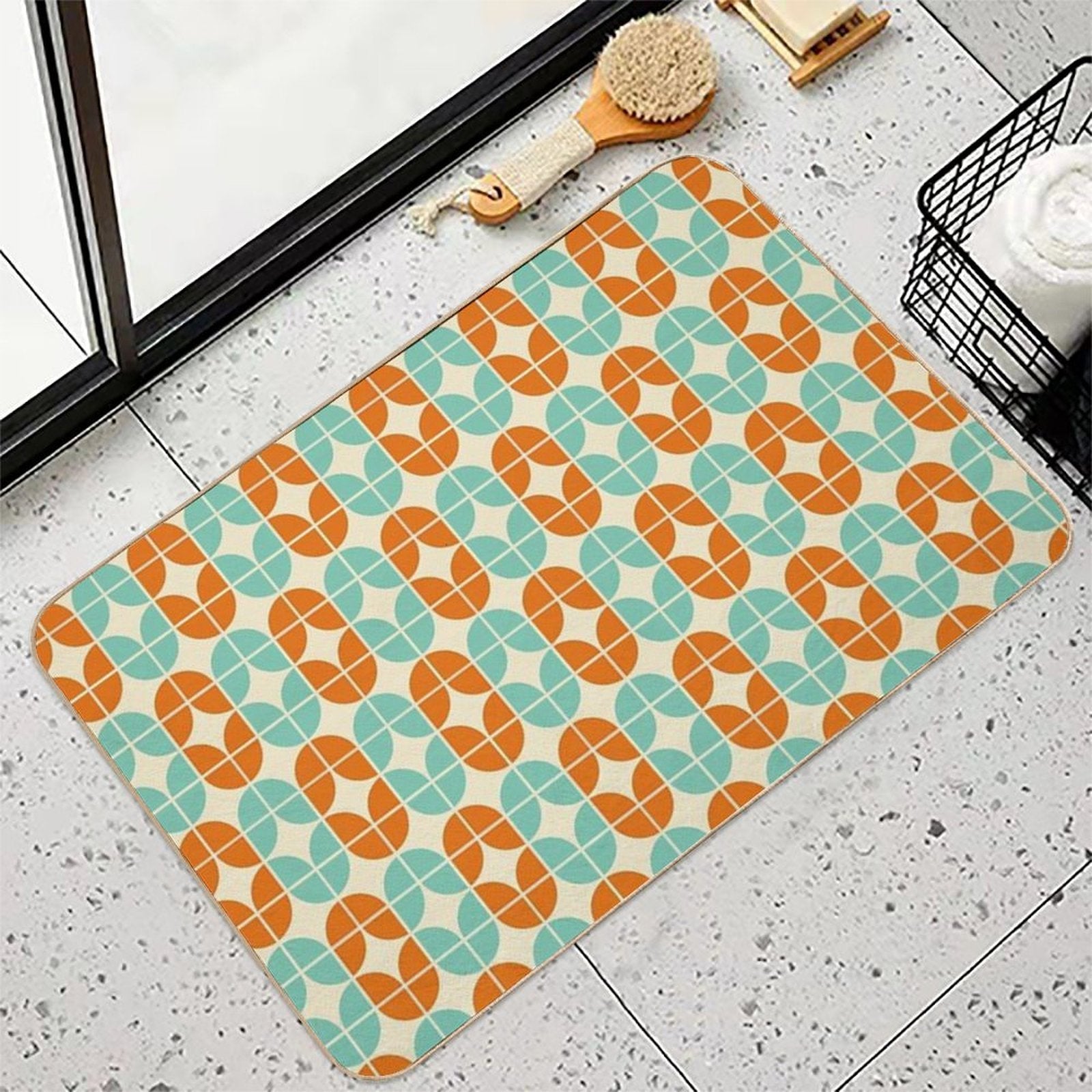 Groovy 1960’s Inspired Retro Vintage Design in Orange And Teal  Versatile Bath Mat