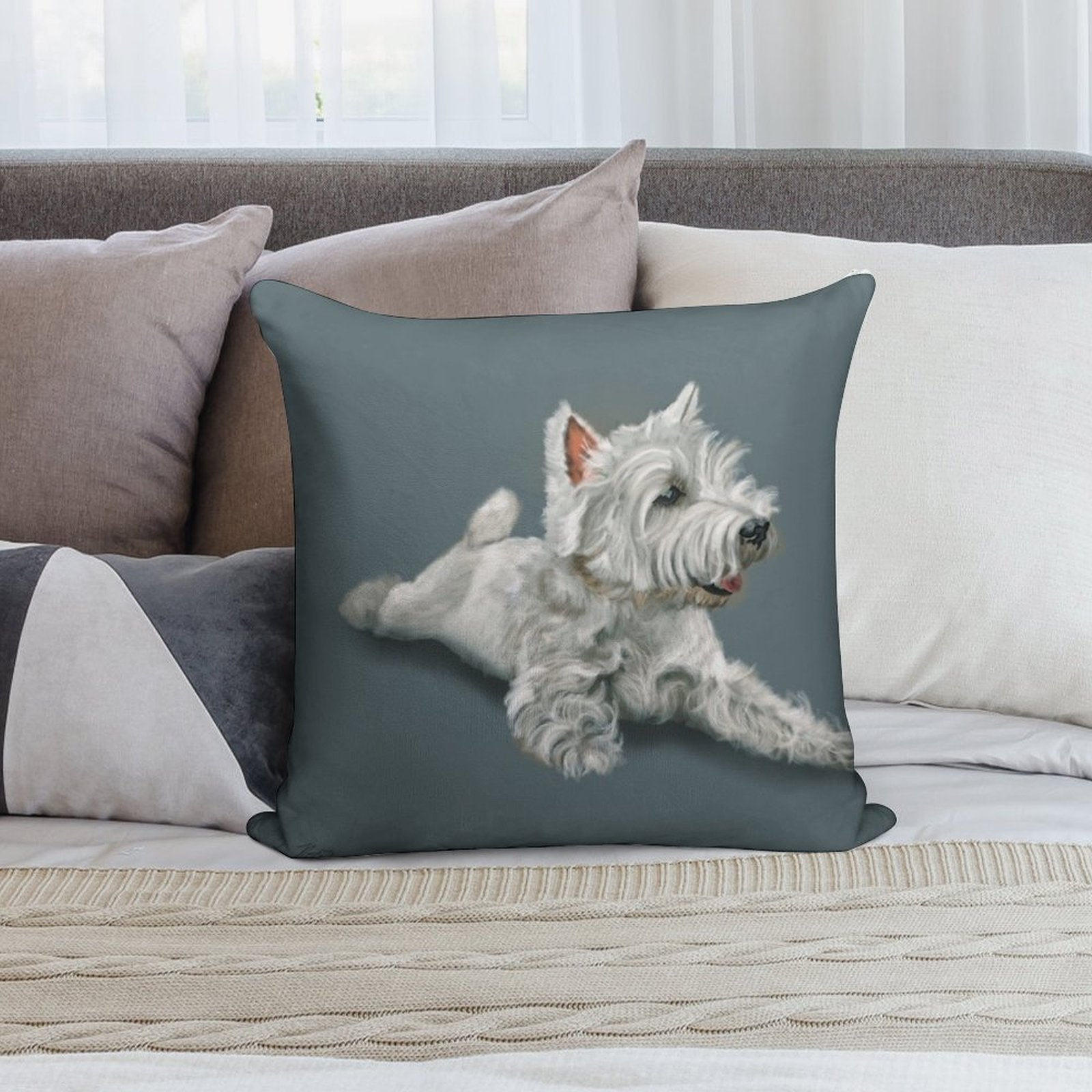 West Highland Terrier Westie Soft Luxury Feel Throw Pillow