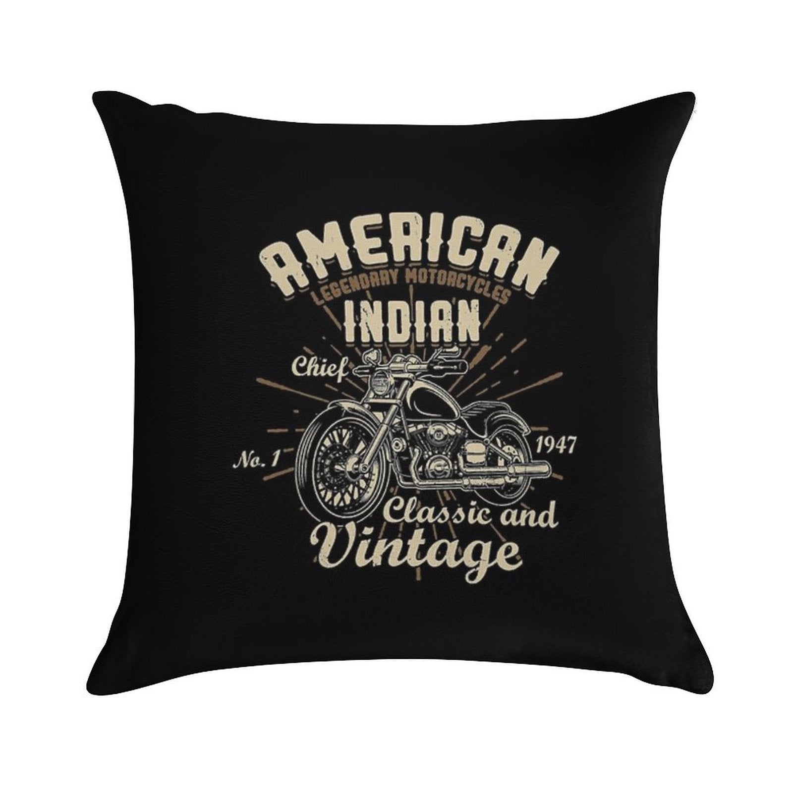 American Legendary Motorcycles Indian Chief No 1 1947 Classic And Vintage Soft Fade-Resistant Throw Pillow