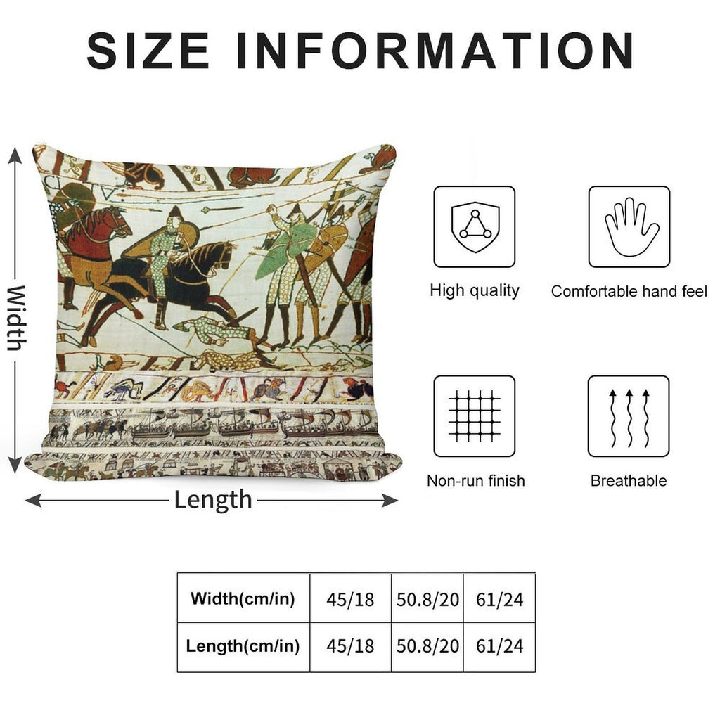 THE BAYEUX TAPESTRY ,BATTLE OF HASTINGS ,NORMAN KNIGHTS HORSEBACK Soft Home Decor Throw Pillow